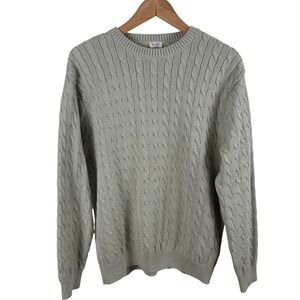 John Galt Cable Knit Sweater Light Green Crew Neck Women's‎ L Preppy Minimalist